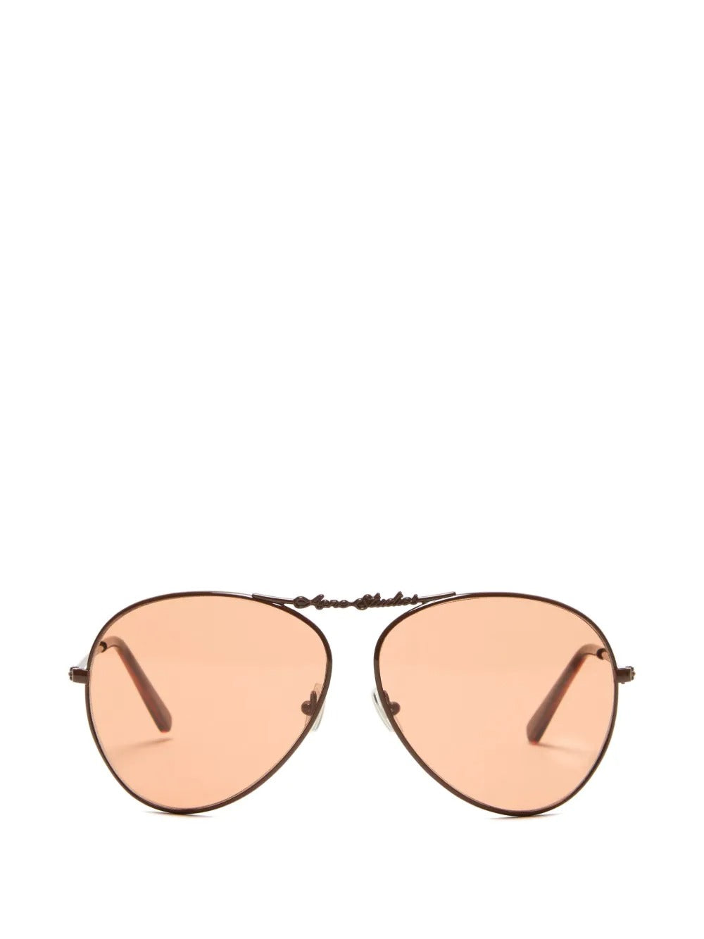 occhiali da sole metal aviator unisex marroni e arancio 