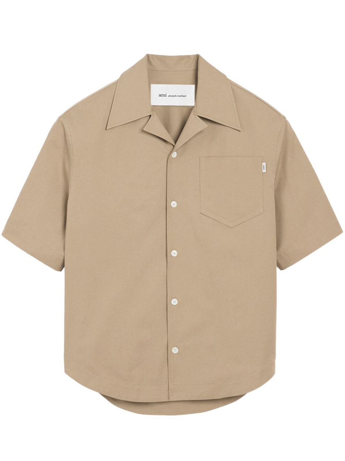 camicia camp collar wide ss uomo beige 