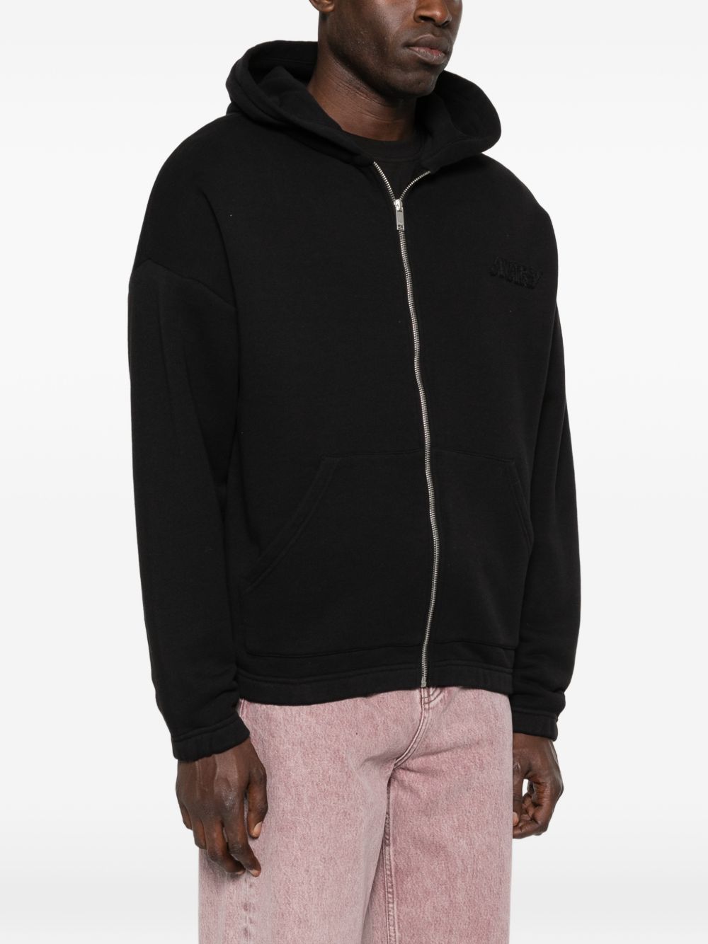 felpa hoodie zip uomo nera 