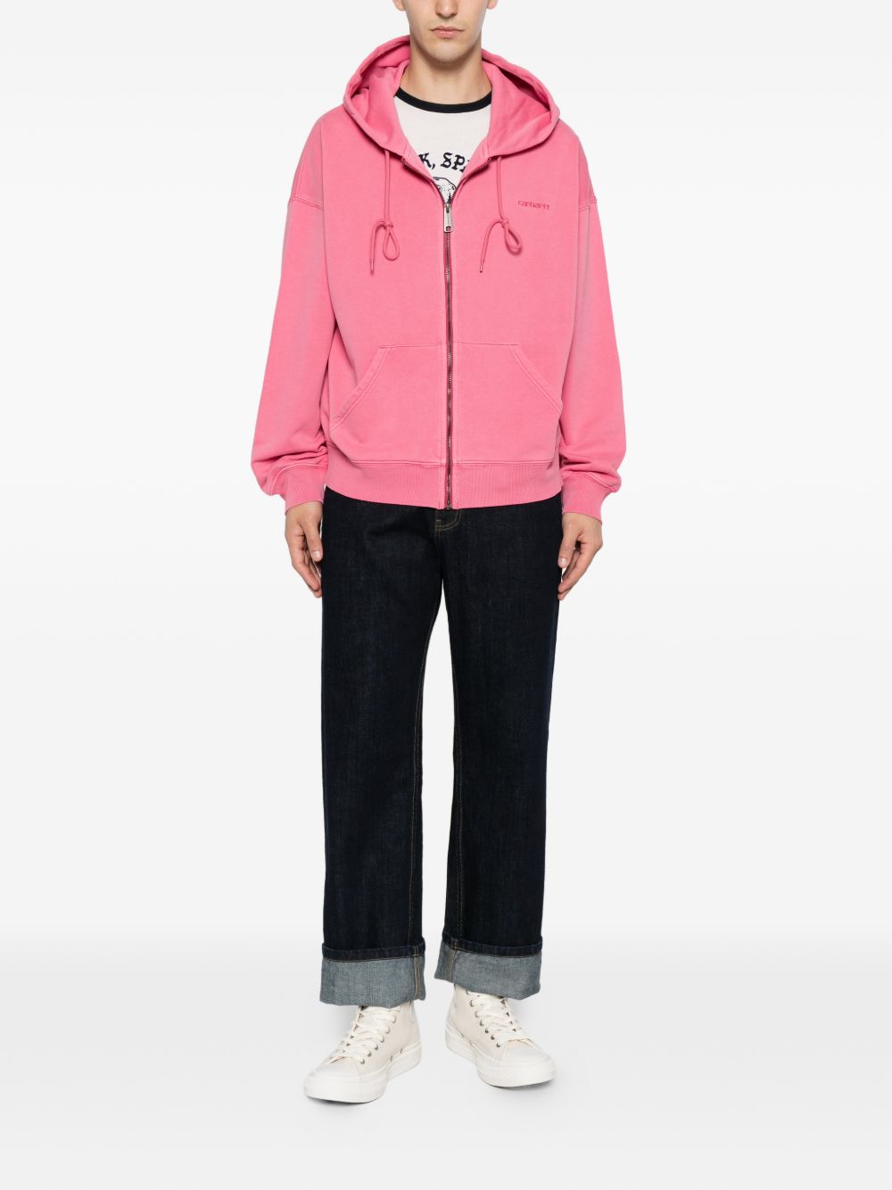 felpa hooded benton uomo rosa 