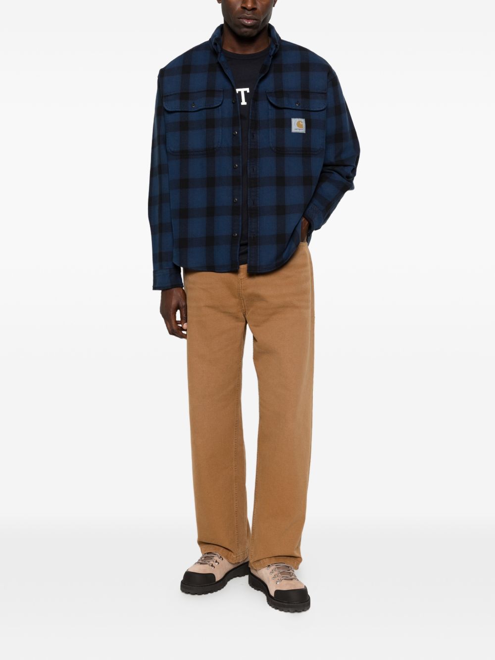 camicia edmands uomo nera e blu 