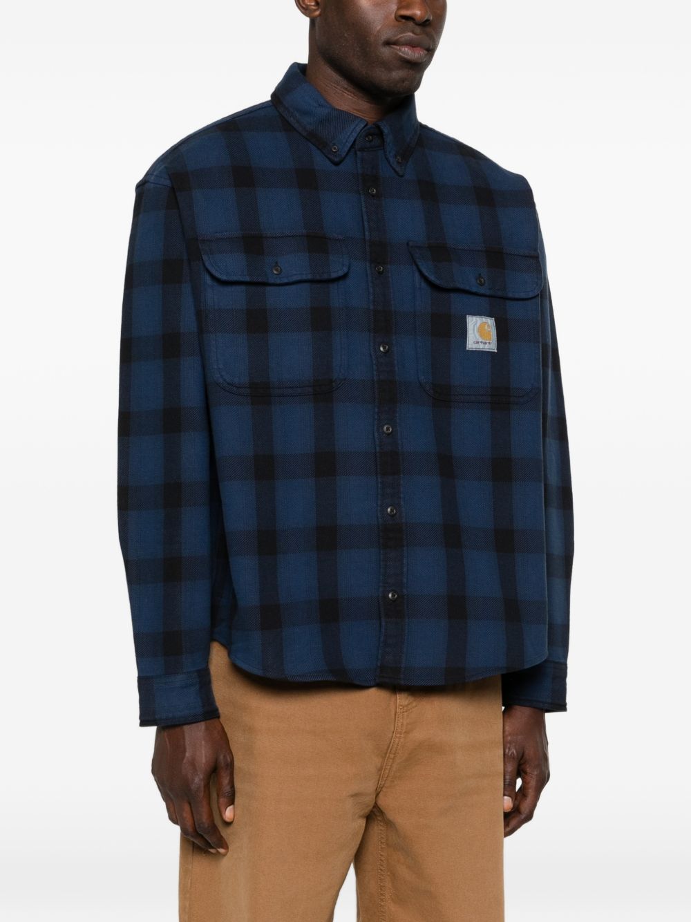 camicia edmands uomo nera e blu 