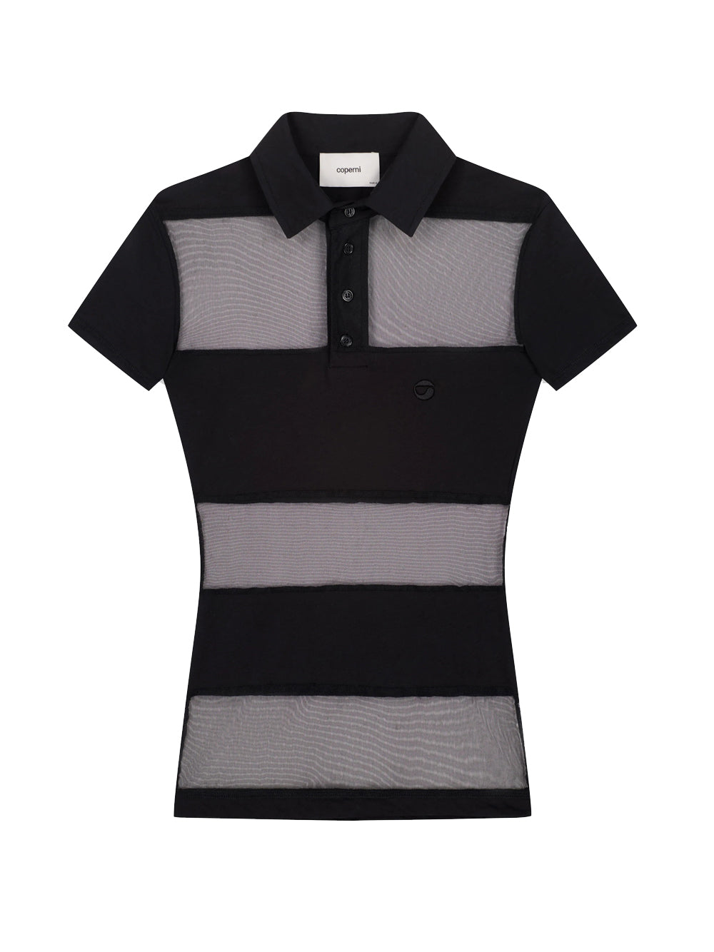 top striped sheer polo donna nero 