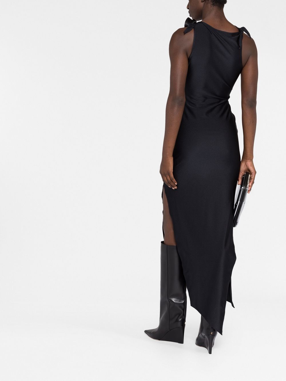 abito asymmetric flowe gown donna nero 