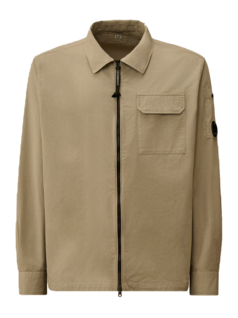 overshirt zipped lens uomo beige 