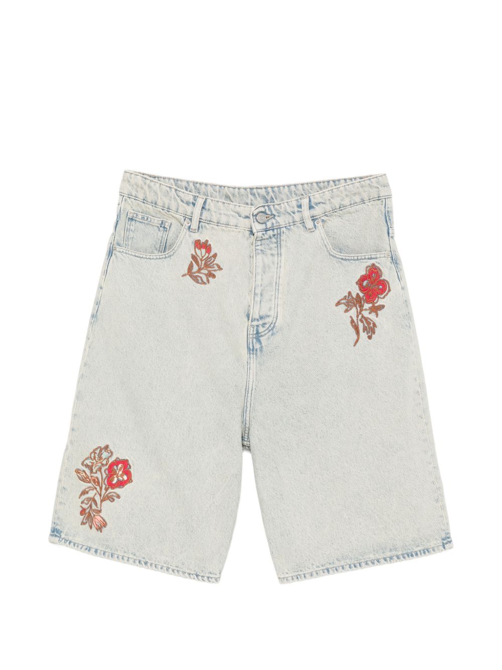 bermuda jean dusty brodé fleurs uomo blu 