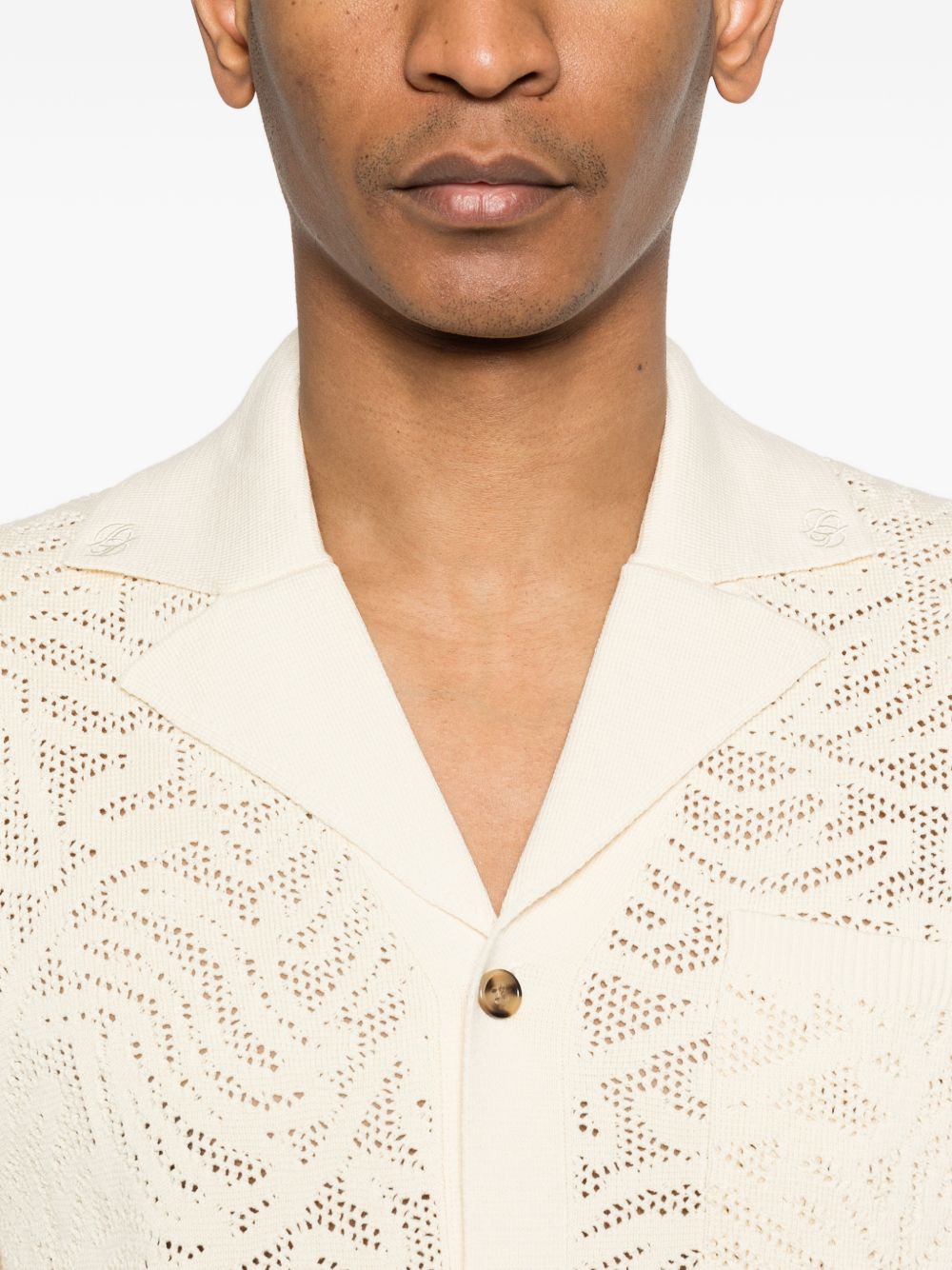 camicia maille dentelle uomo off white 