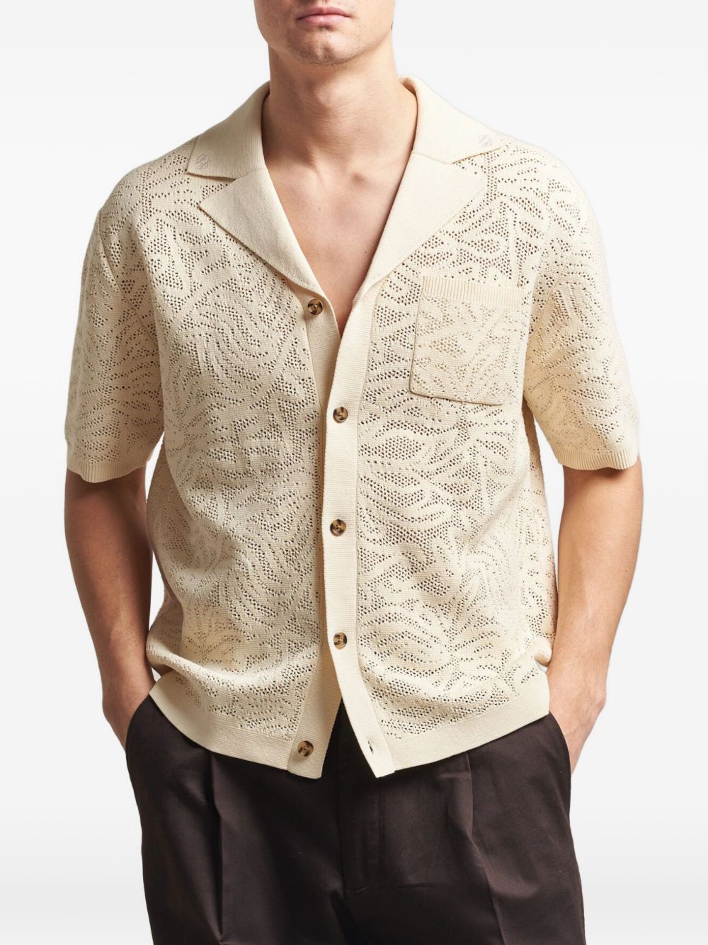 camicia maille dentelle uomo off white 