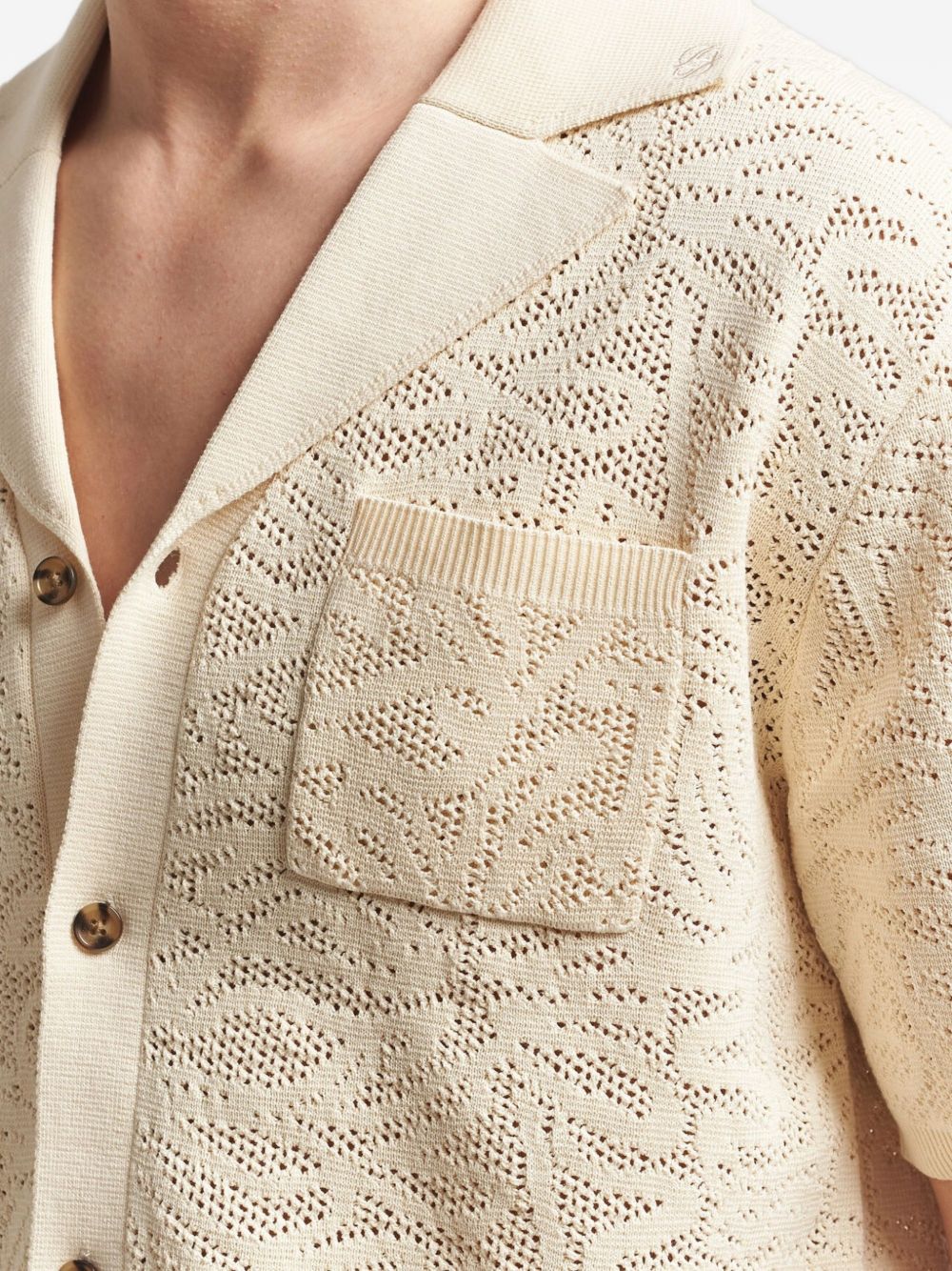 camicia maille dentelle uomo off white 