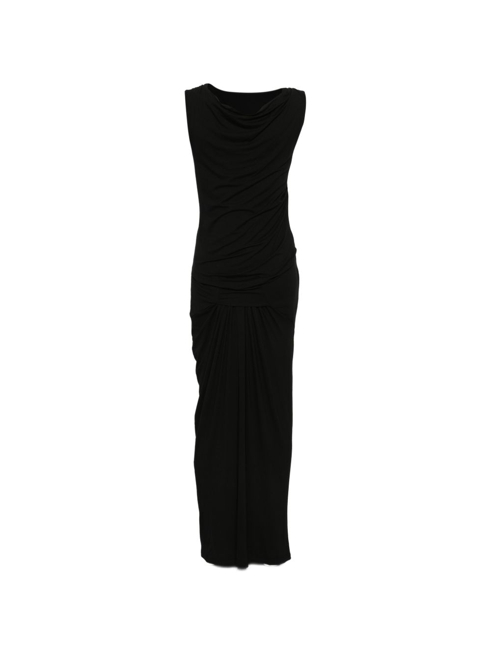 abito lungo drape donna nero 