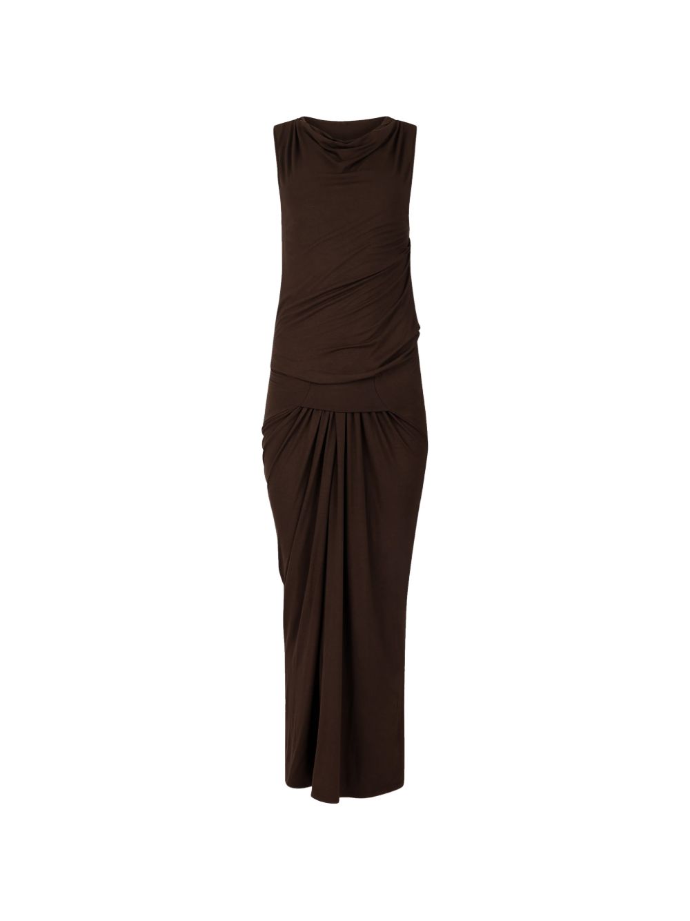abito lungo drape donna nero 
