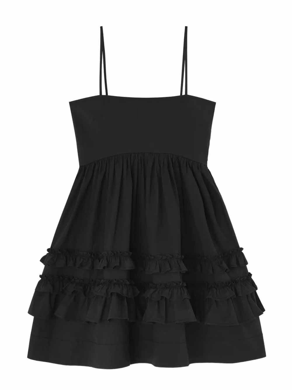 abito mini frill donna nero 