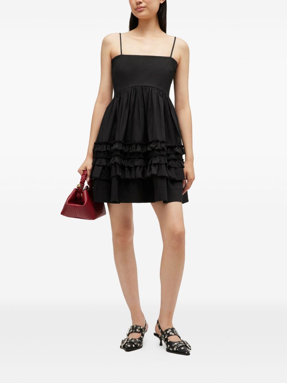 abito mini frill donna nero 