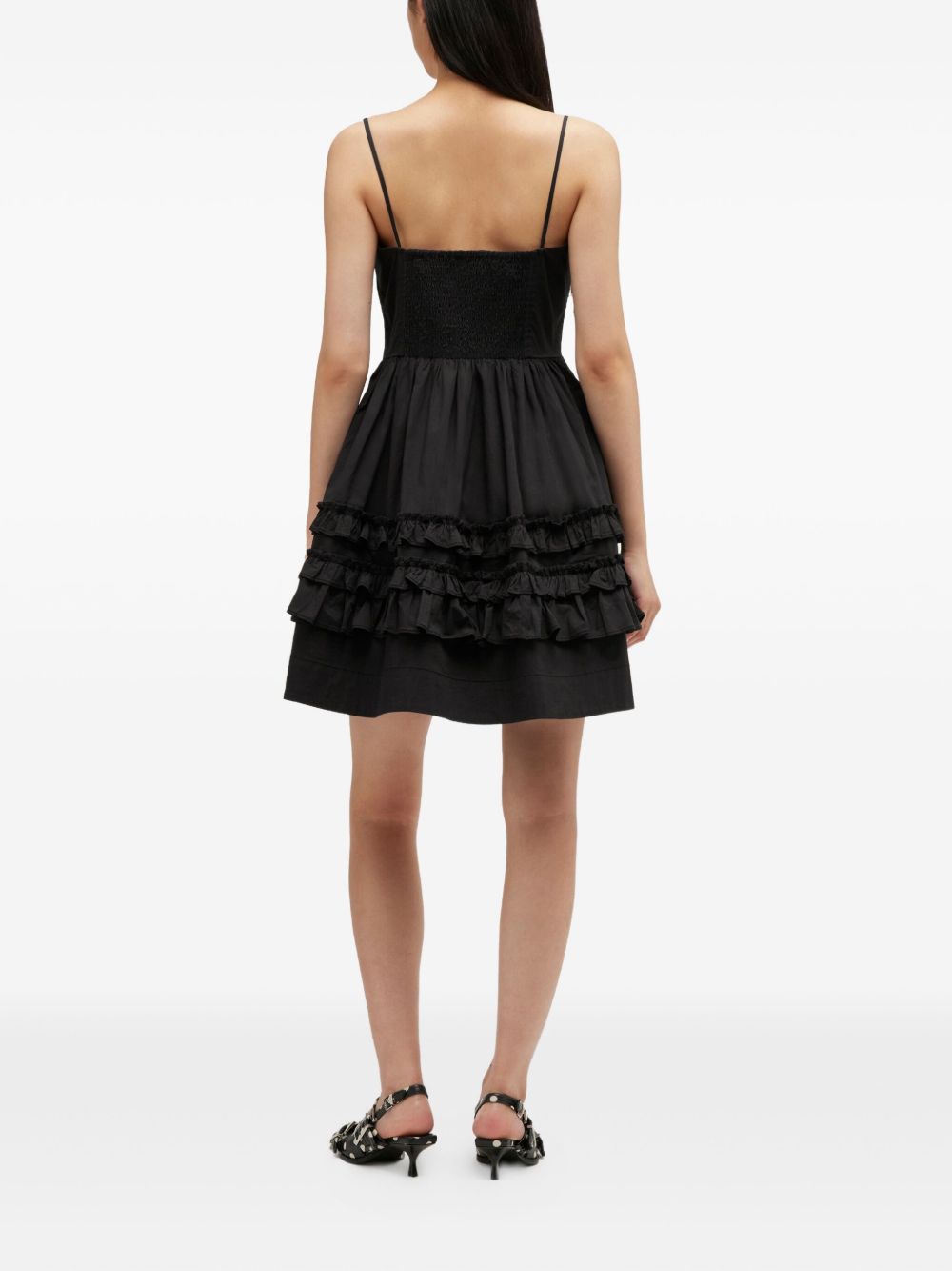 abito mini frill donna nero 