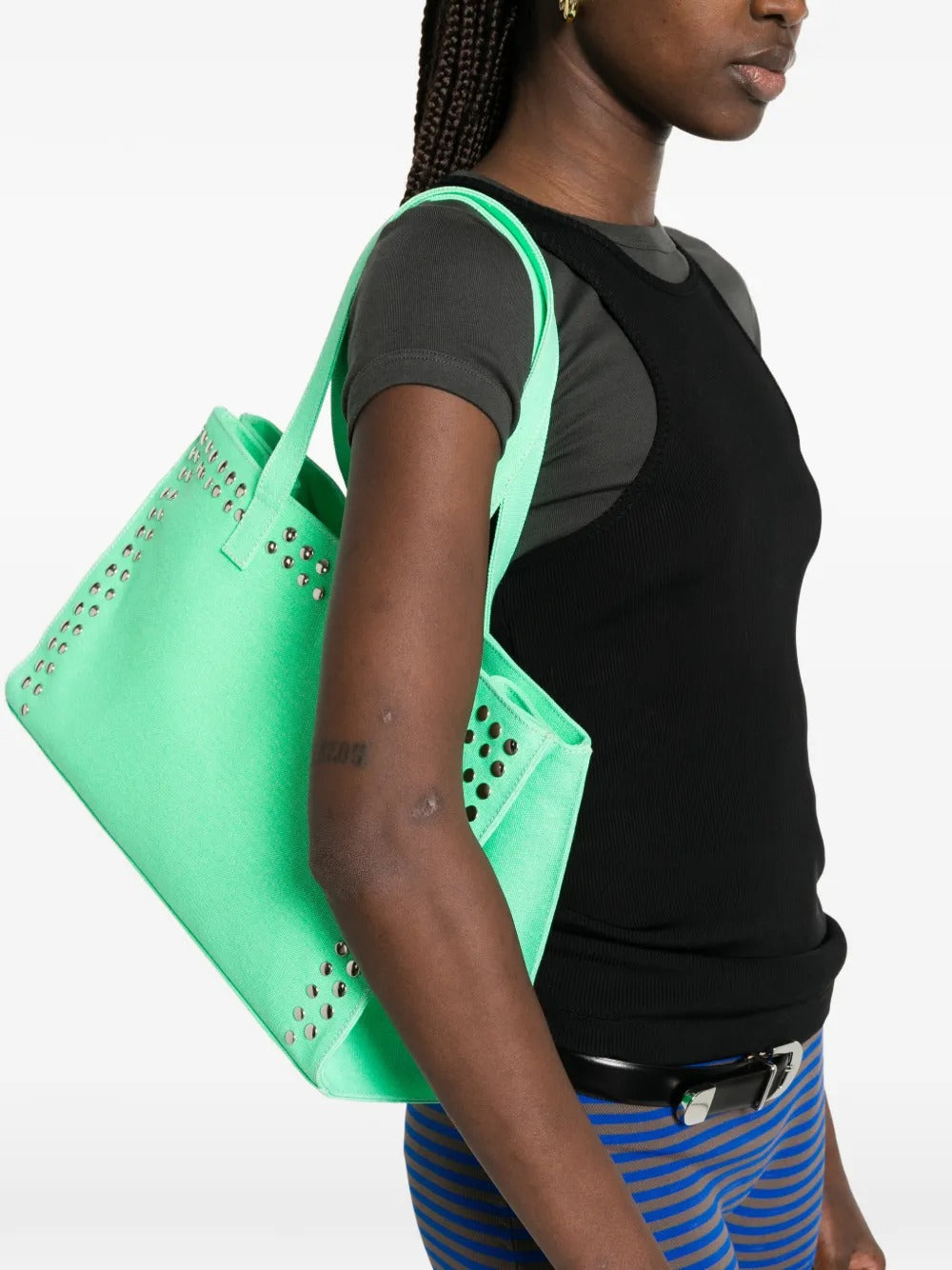 borsa midi shopper donna verde acqua 