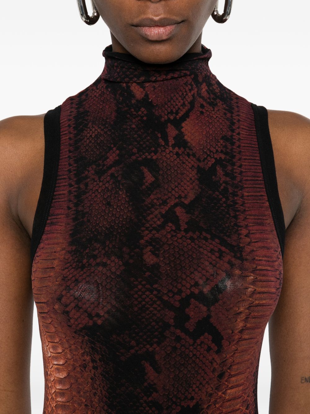 abito corto python donna nero e marrone 
