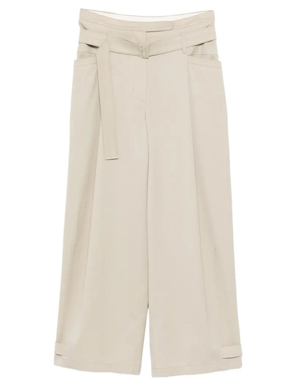 pantaloni double waist donna beige 