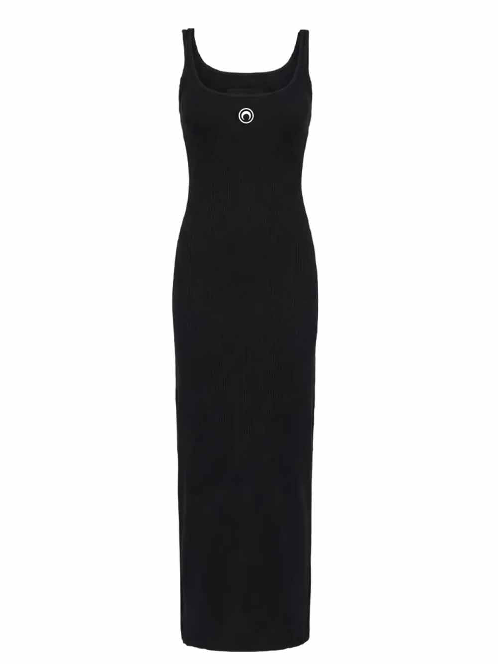 abito lungo moon logo ribbed jersey donna nero 