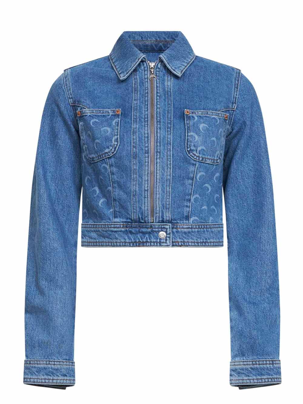 giacca trucker con zip donna blu 