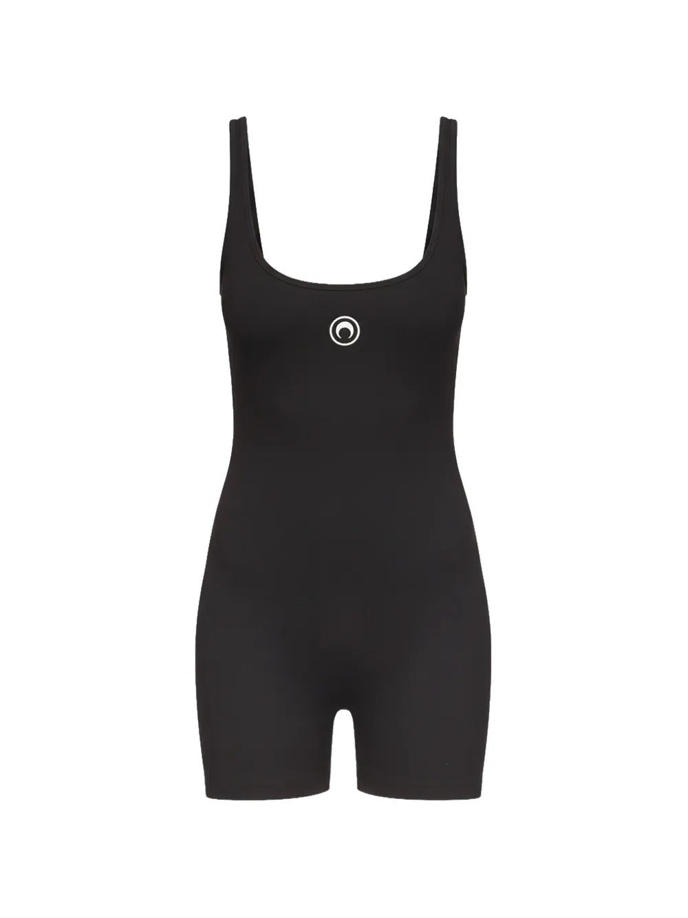 tuta corta  moon logo ribbed jersey donna nera 
