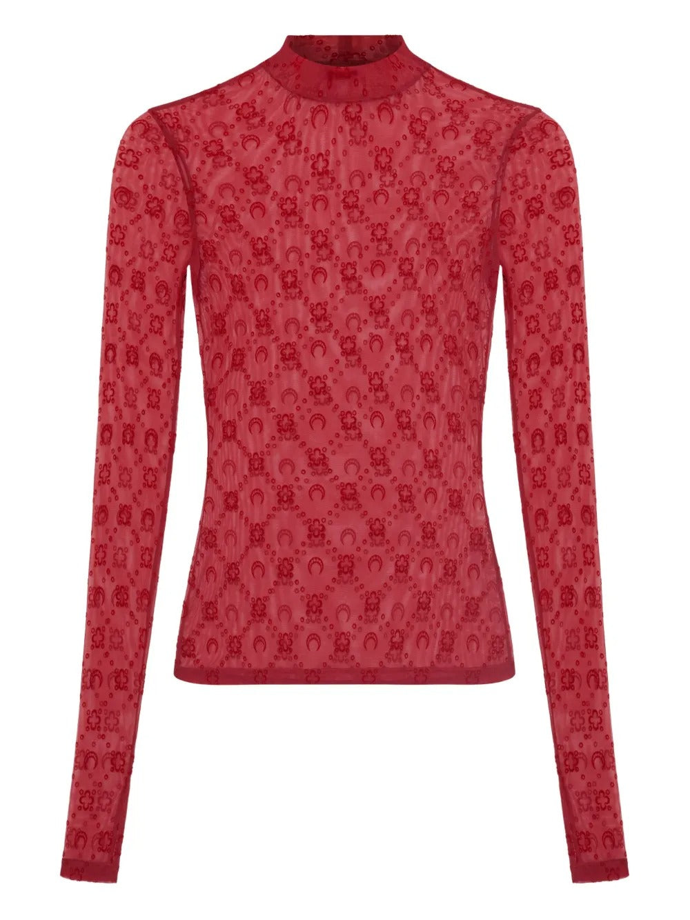 top collo alto moonogram mesh flock ls donna rosso 