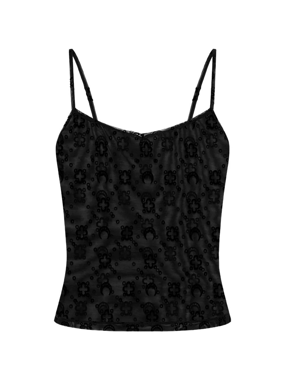 top moonogram mesh flock straps donna black 