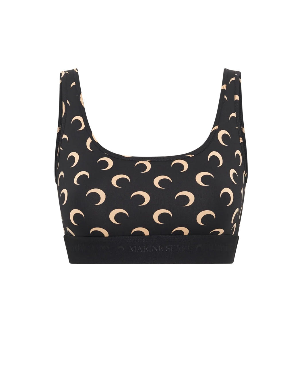 top sportivo moon printed jersey donna nero e beige 