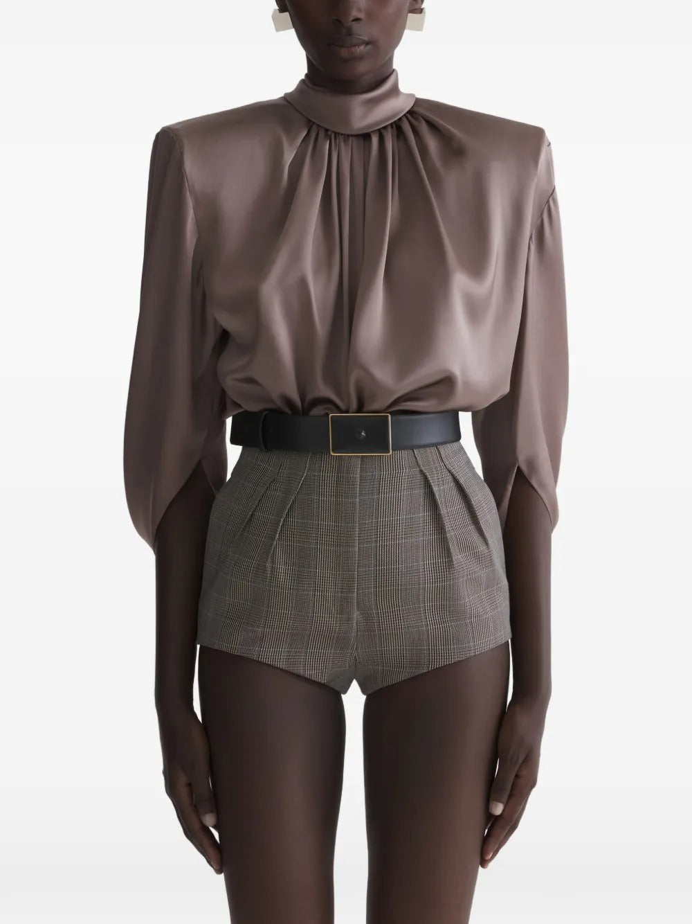top cascade tunic donna marrone 