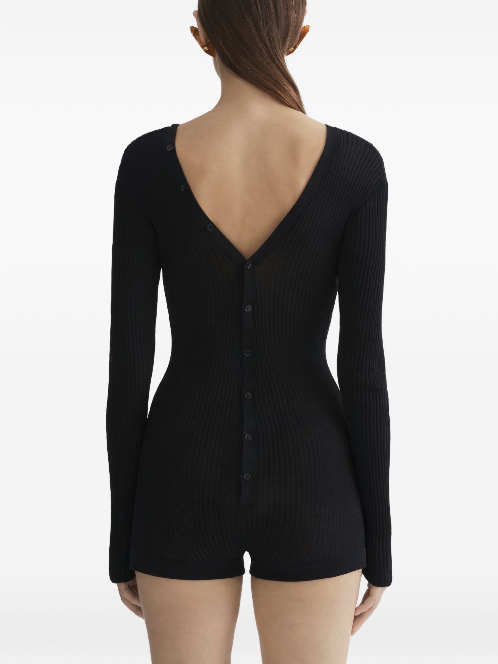 bodysuit knitted buttoned donna nera 