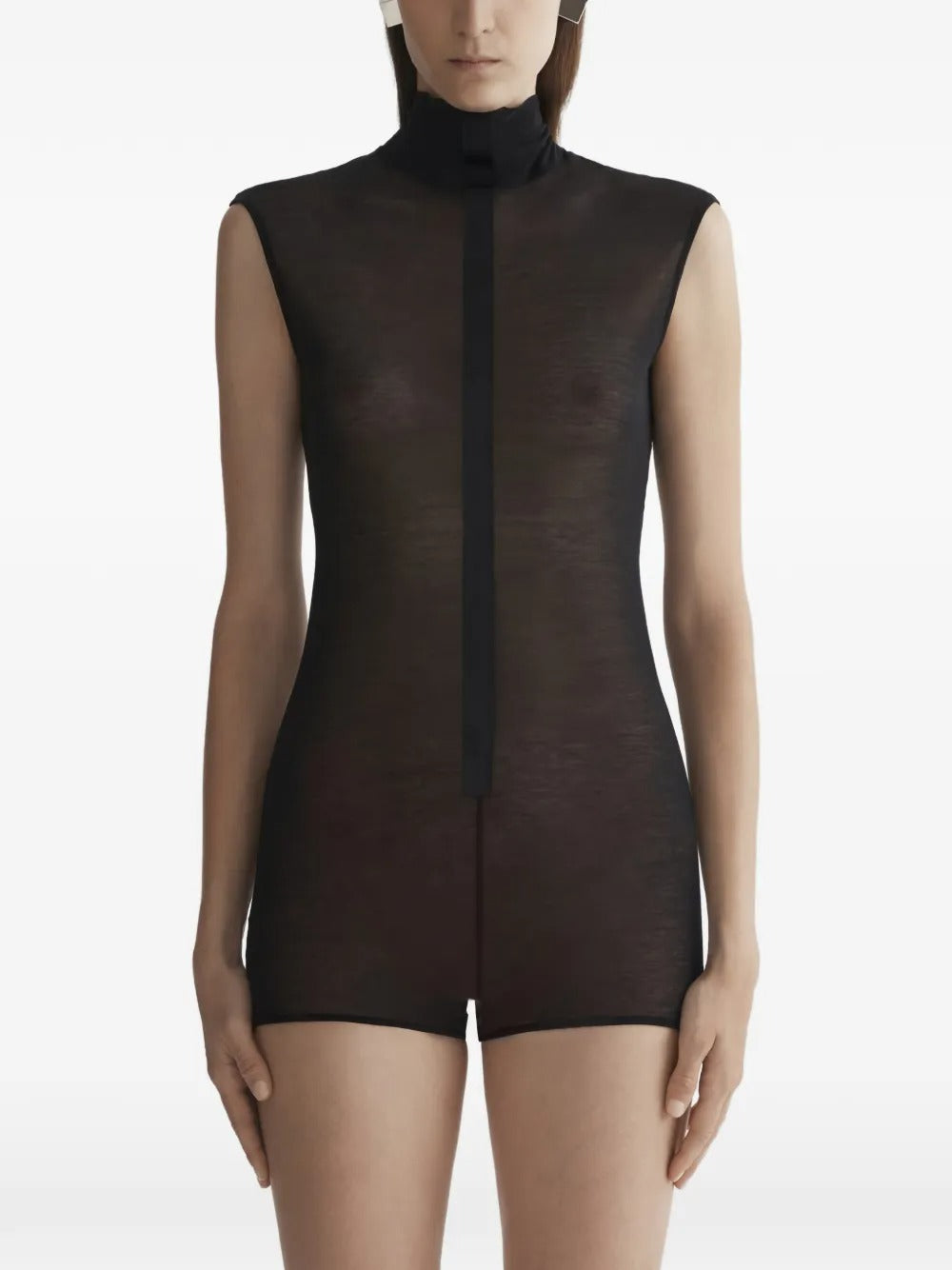 body sleeveless tuxedo donna nero 