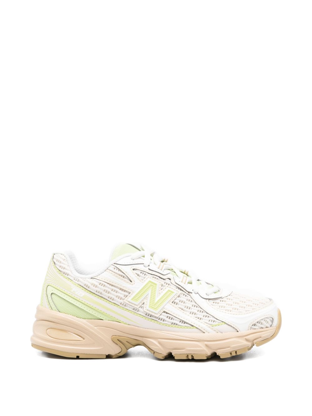 sneakers 740 unisex bianche e lime 