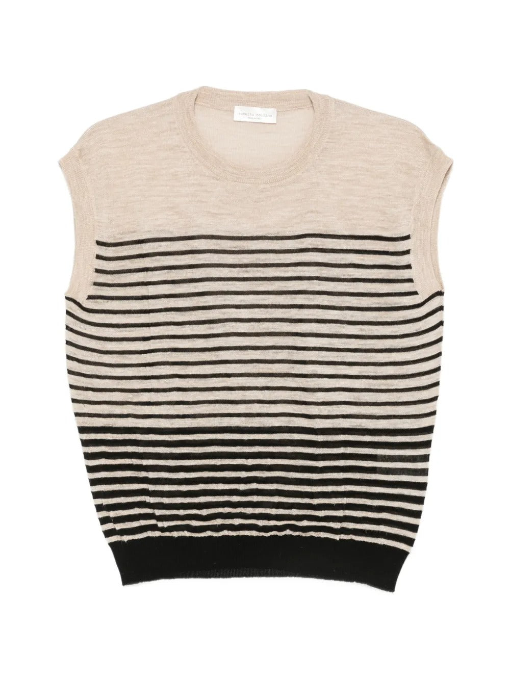 gilet a righe donna beige e nero 