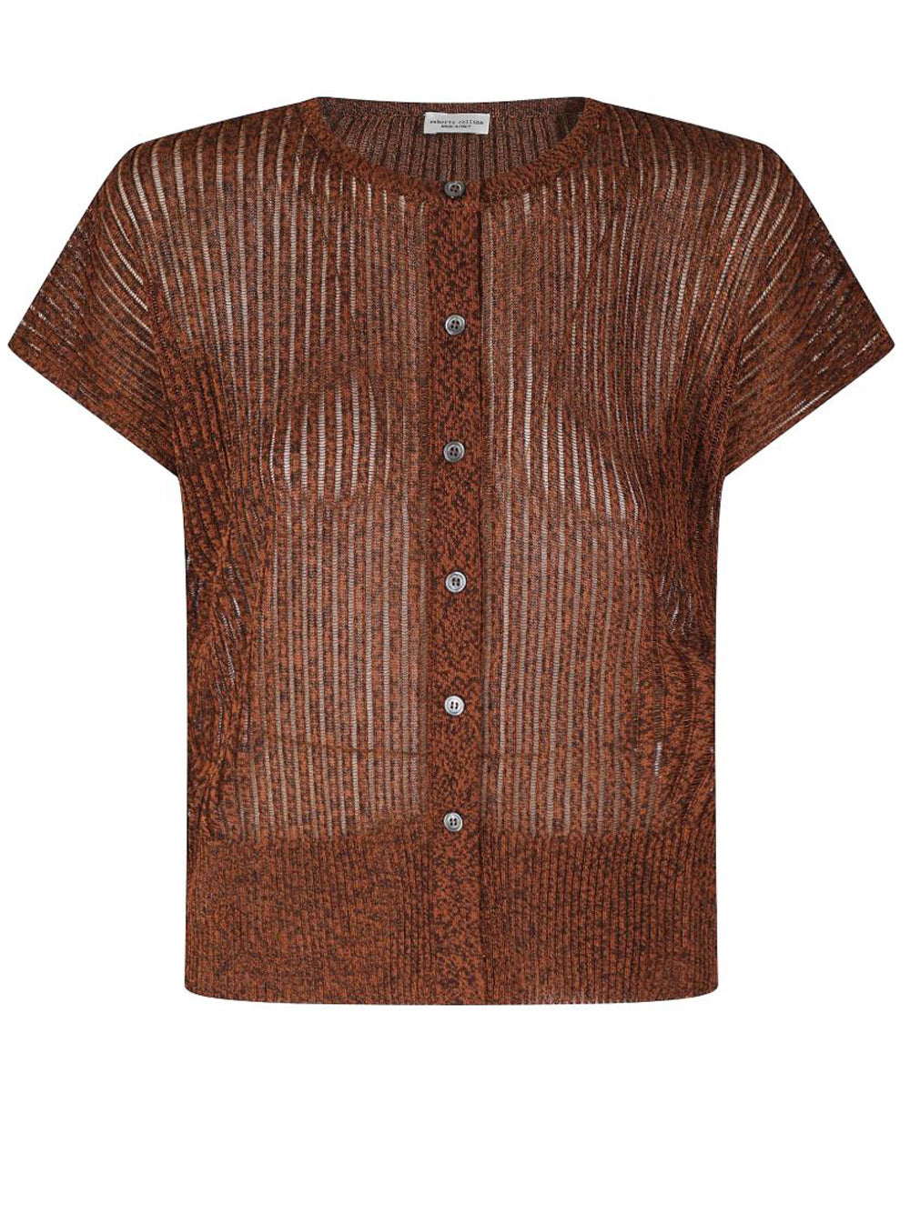 cardigan a coste donna marrone 