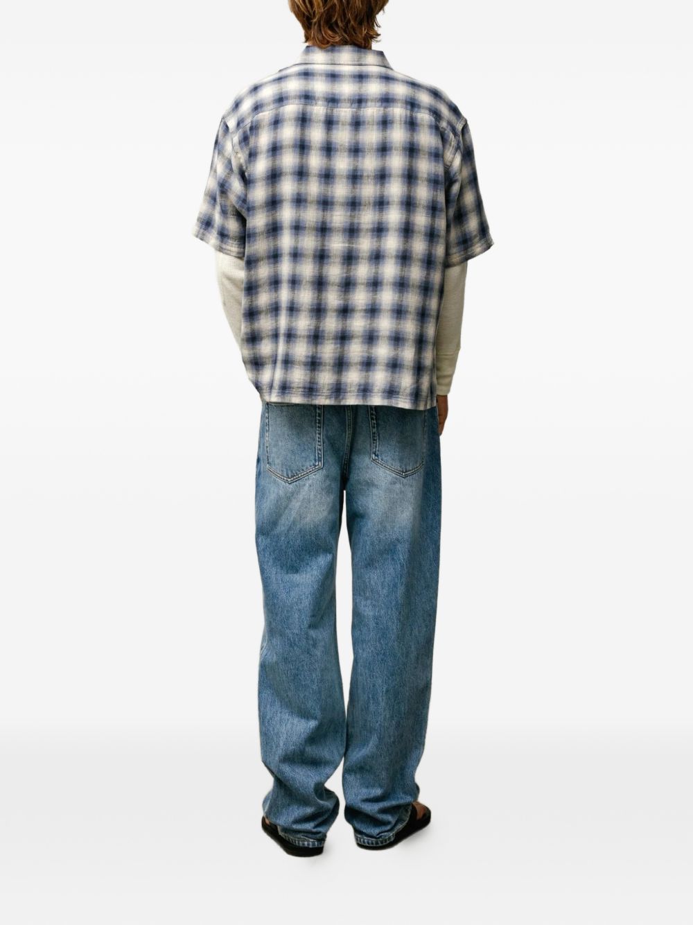 camicia liam ss plaid unisex blu 