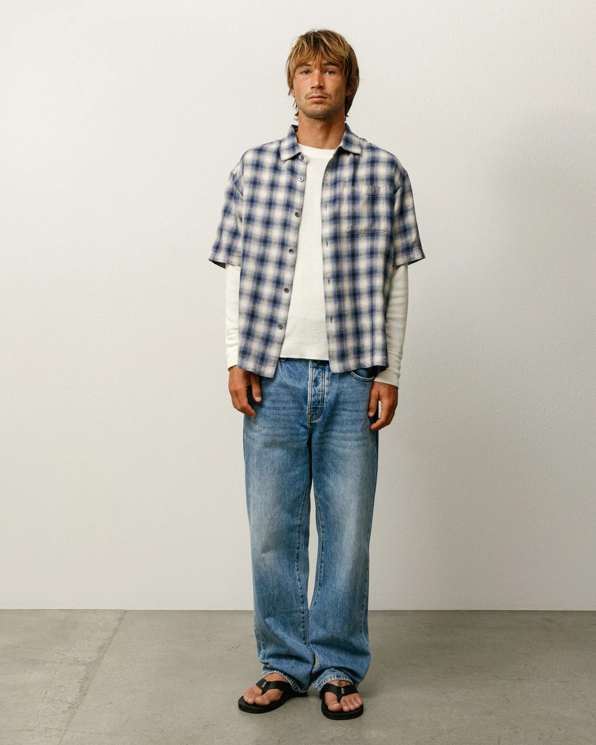 camicia liam ss plaid unisex blu 