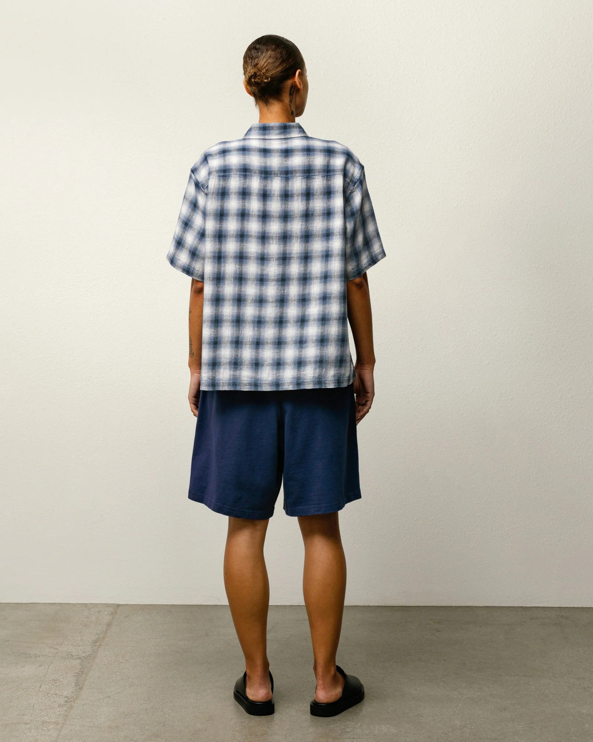 camicia liam ss plaid unisex blu 