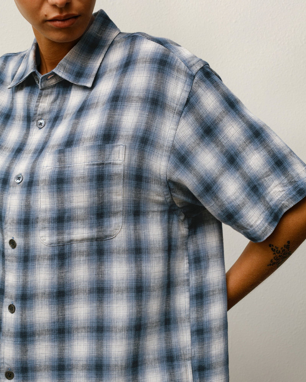 camicia liam ss plaid unisex blu 