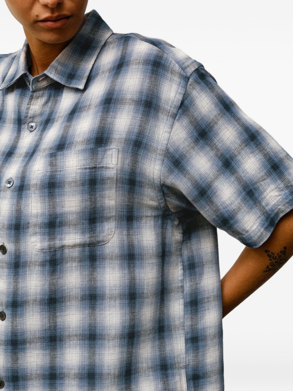 camicia liam ss plaid unisex blu 