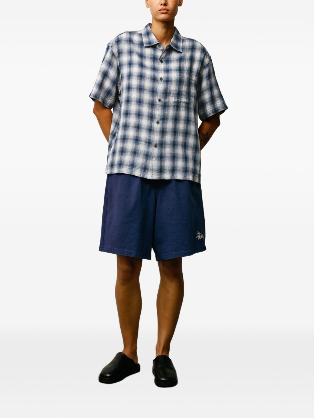 camicia liam ss plaid unisex blu 