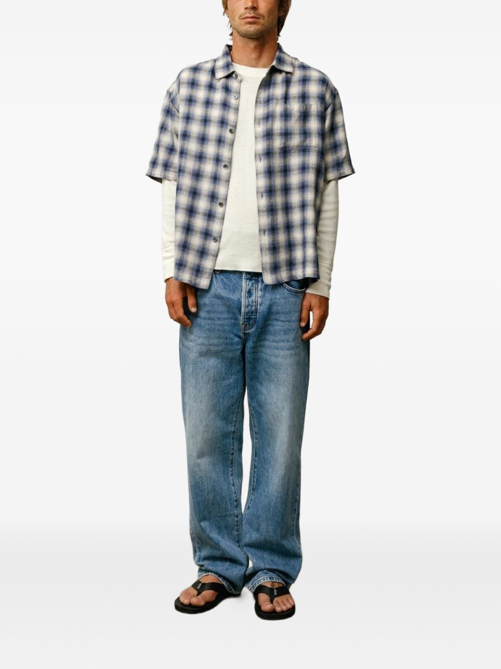 camicia liam ss plaid unisex blu 