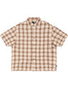 liam ss plaid unisex brown shirt