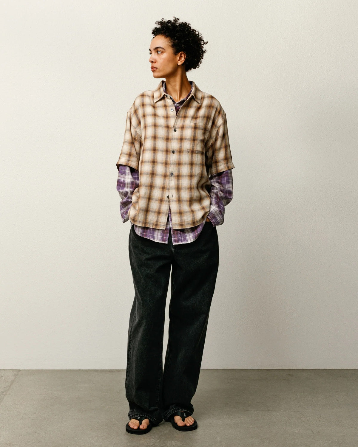 camicia liam ss plaid unisex marrone 