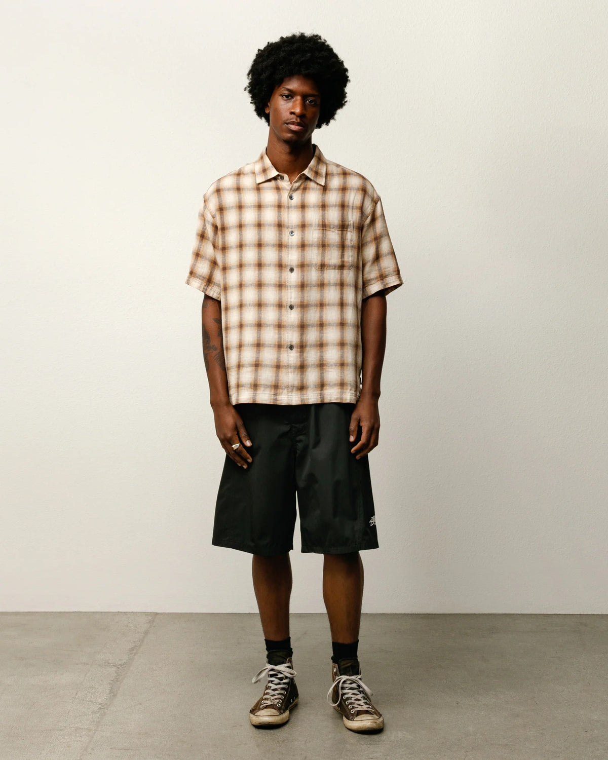 camicia liam ss plaid unisex marrone 
