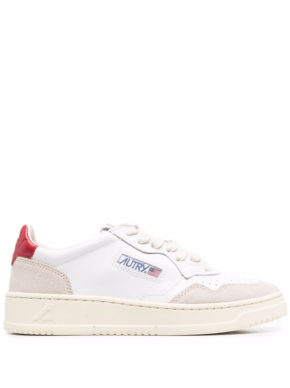 snekaers medalis low aulw LS43 bianche beige e rosse 