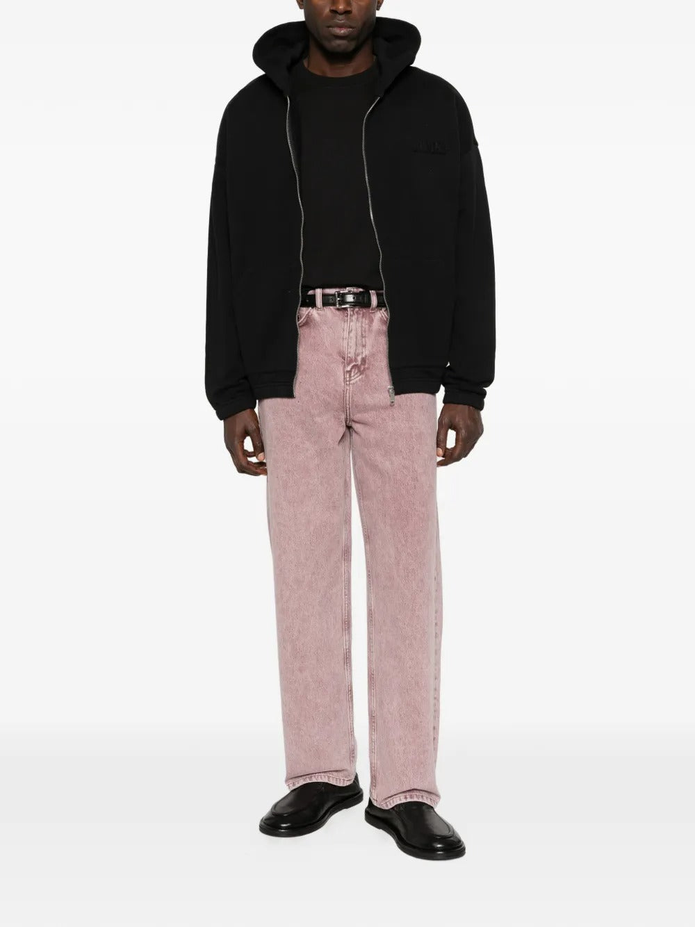 felpa hoodie zip uomo nera 