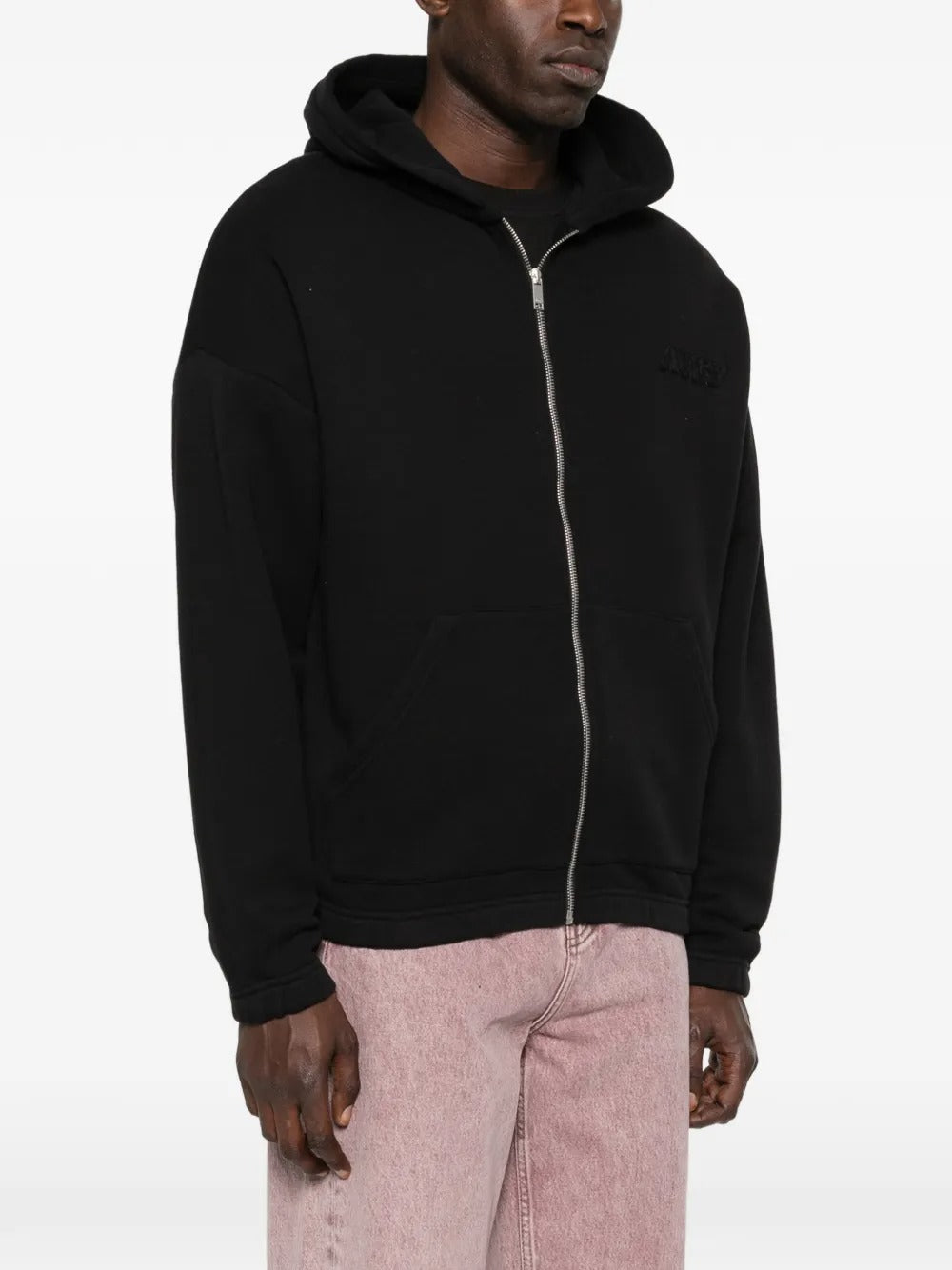 felpa hoodie zip uomo nera 