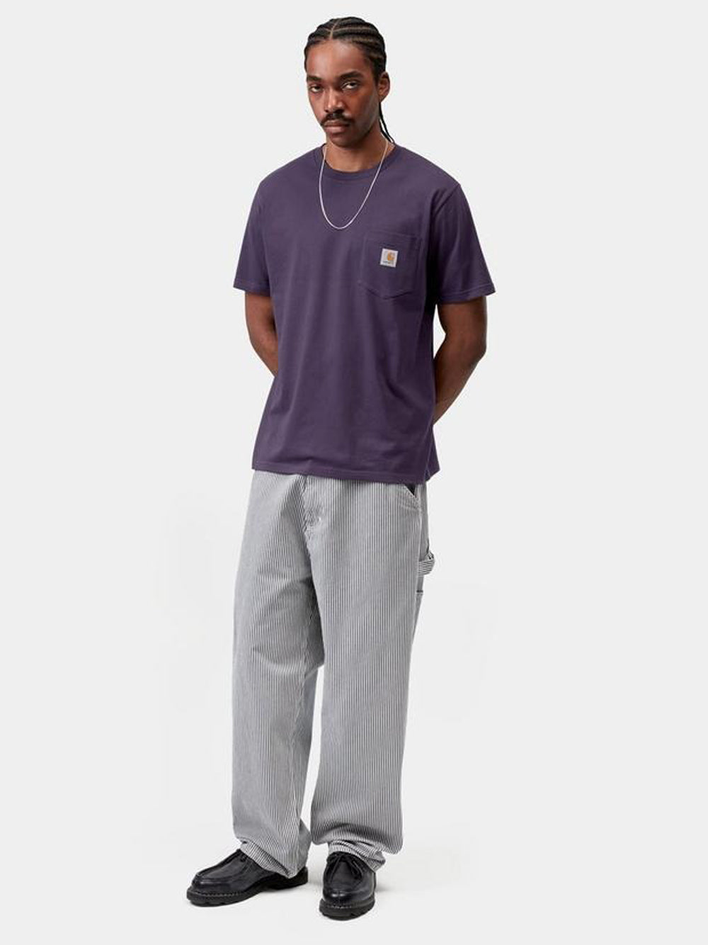 t-shirt ss pocket uomo viola 