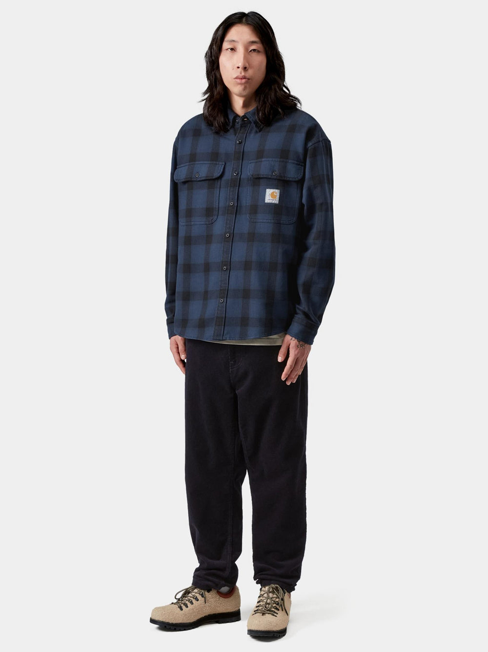 camicia edmands uomo nera e blu 