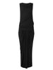 women's black long draped dress
