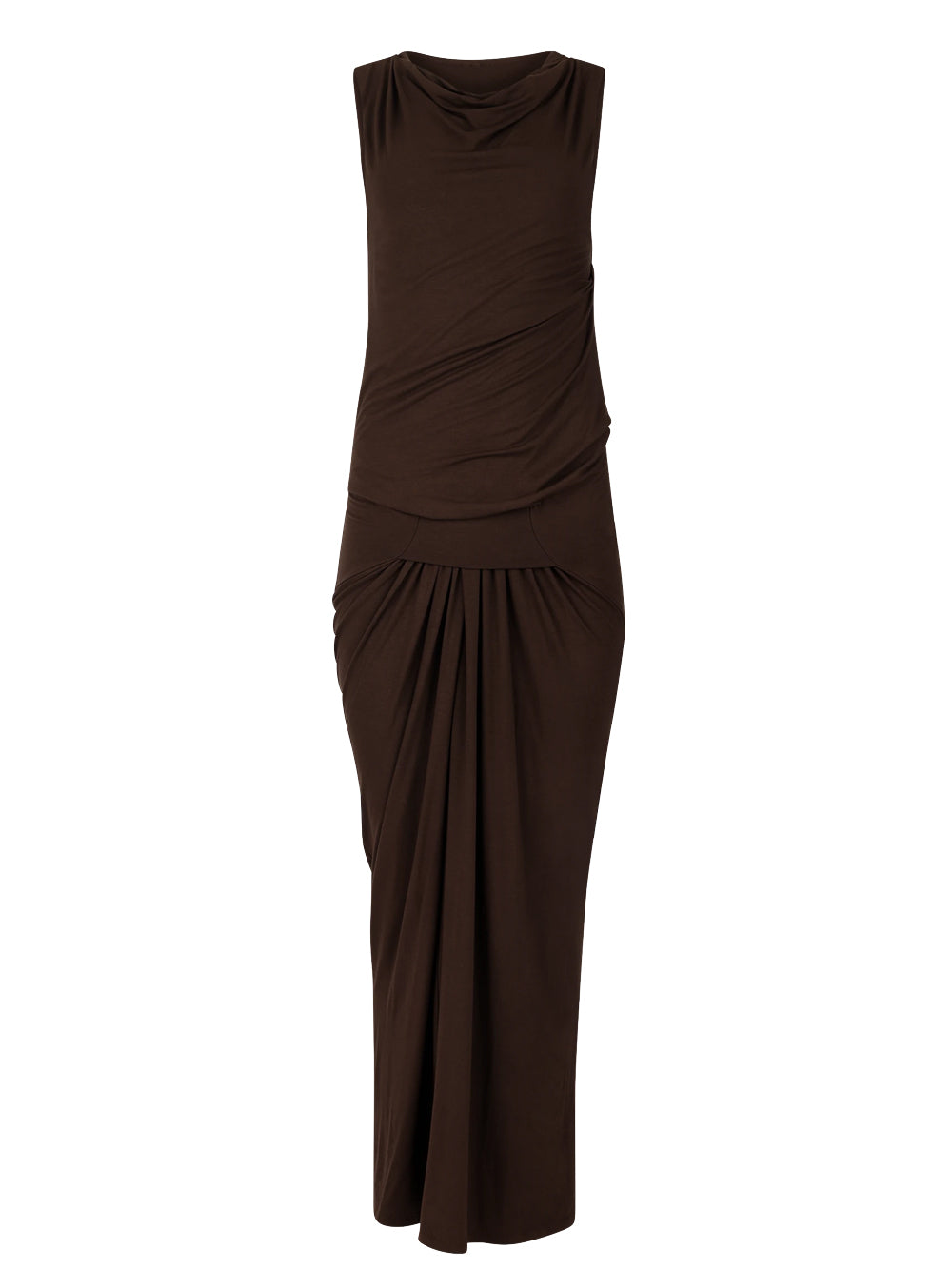 abito lungo drape donna nero 